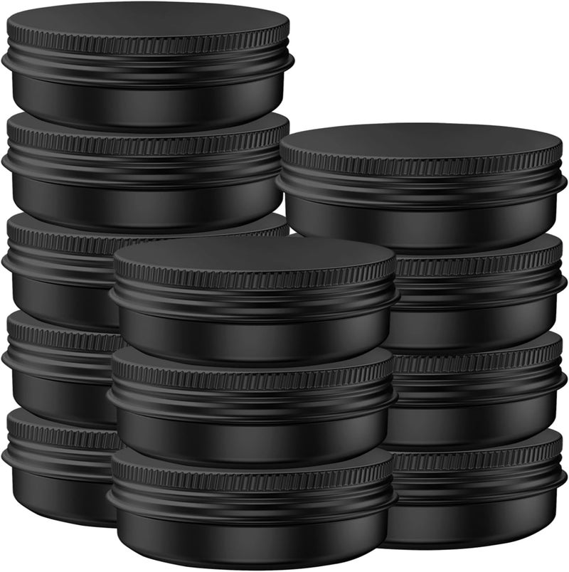 Axe Sickle 40 Pcs 4 Ounce Aluminum Tin Jars Containers Leak Proof Cosmetic Tin Jars Containers Round Screw Lids for Cosmetic, Salves, Balms, Lip Balm or Others, 120mL Black - Image 1